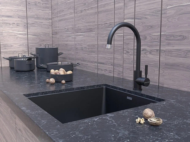 Смеситель для кухни Paulmark Holstein антрацит Ho212063-401 (детальная фотография), черные