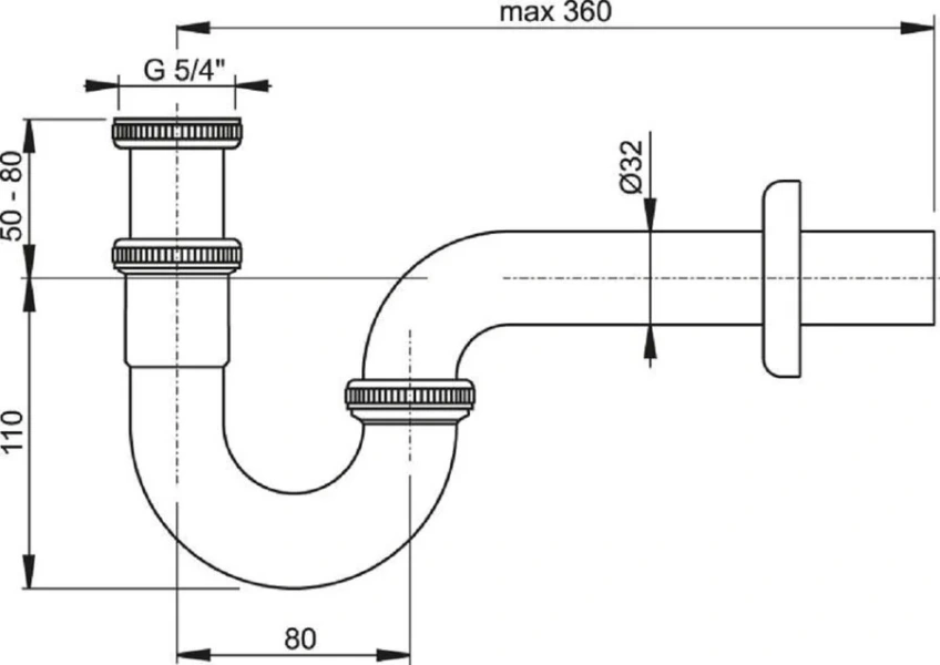 Сифон для раковины Ravak U-образный X01436 (детальная фотография), хром