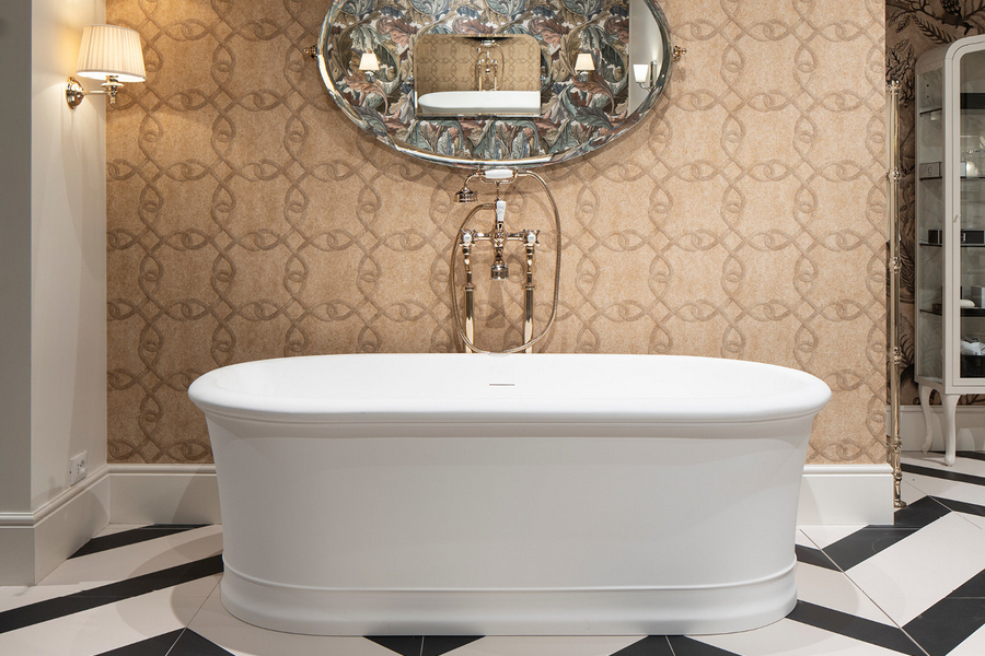 Ванна из искусственного камня White Tec Devon & Devon Celine 177х89 см белая 1NACELINE (детальная фотография), отдельностоящие
