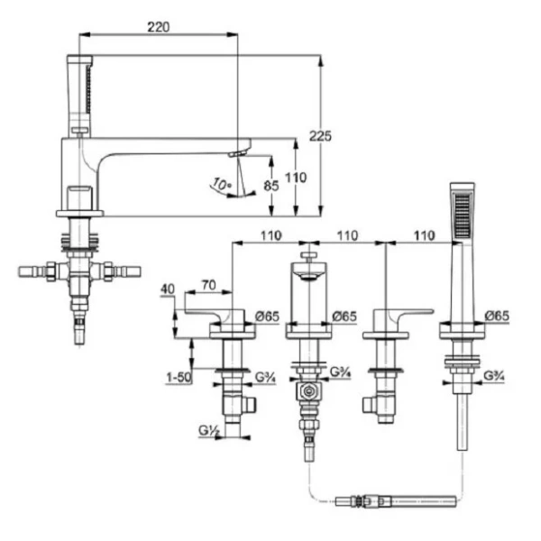 Смеситель для ванны Kludi Zenta SL хром 484240565 (детальная фотография), для ванны