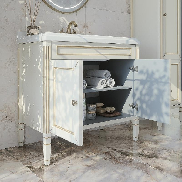 Тумба с раковиной напольная Caprigo Albion Promo 90 см Bianco Antico 33319UV-011.VOT.00.20 (детальная фотография), напольная, пристенная