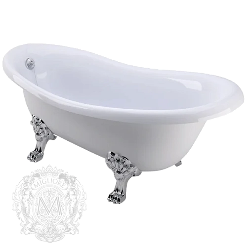 Ванна из искусственного камня Migliore Bella 170х80 см фурнитура хром - фото 1