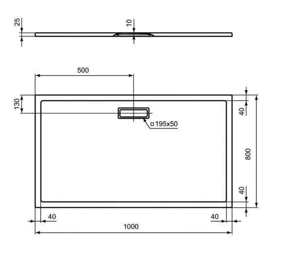 Душевой поддон Ideal Standard Ultraflat New 100x80 см белый T446801 (детальная фотография), низкие до 15 см
