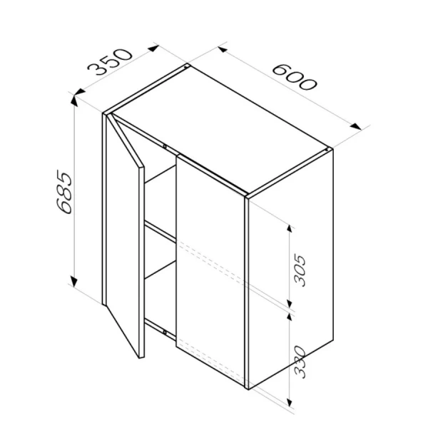 Шкаф подвесной Am.Pm X-Joy 60 см дерево текстурированное M8FCH0602OF (детальная фотография), в наличии