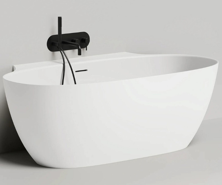 Ванна из искусственного камня Salini Alda Wall 170x90 см белый матовый 101925M (детальная фотография), овальные