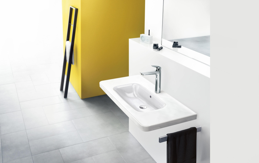 Смеситель для раковины Hansgrohe Logis без донного клапана 71091000 (детальная фотография), высокие, из латуни, недорогие, округлая форма