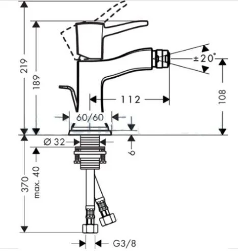 Смеситель для биде Hansgrohe Metropol Classic 313200 однорычажный (детальная фотография), для биде
