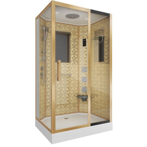 Душевая кабина Niagara Luxe 7711 120х80 см хром/золото (детальная фотография), стеклянные, прозрачные