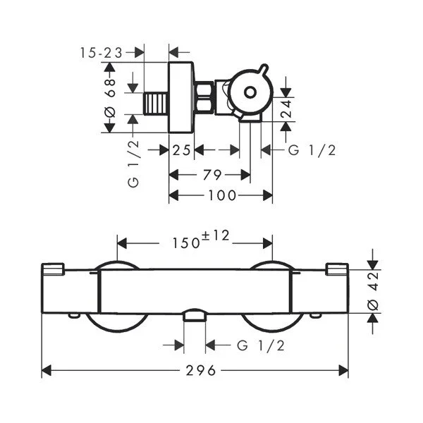 Смеситель для душа Hansgrohe Ecostat 13211000 термостатический (детальная фотография), для душа