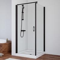 Душевой уголок профиль черный глянцевый стекло прозрачное Vegas-glass