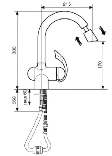 Смеситель для кухни хром Emmevi Ramses 72067CR (детальная фотография), для кухни