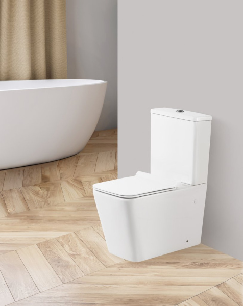 Чаша для унитаза-компакта BelBagno Ardente-R с горизонтальным выпуском BB02093CPR (детальная фотография), современные, hi-tech, прямоугольные