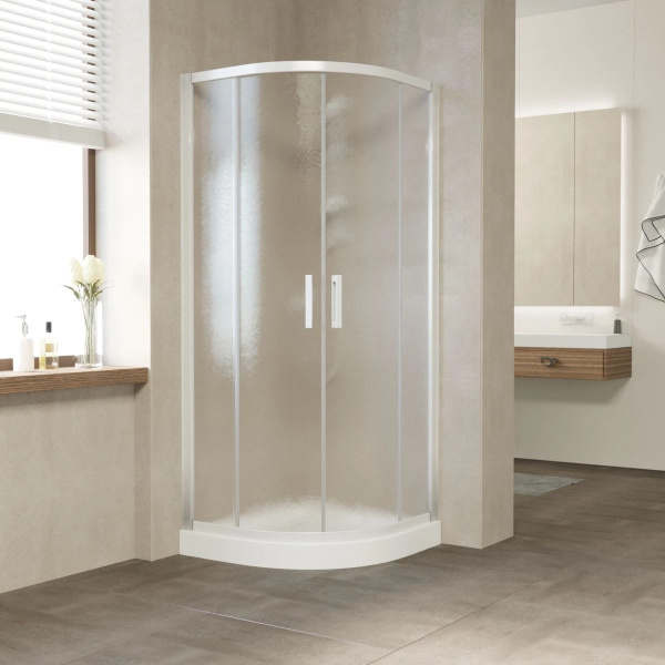 Душевой уголок профиль черный матовый стекло шиншилла Vegas-glass ZS 80 02M 02 (детальная фотография)