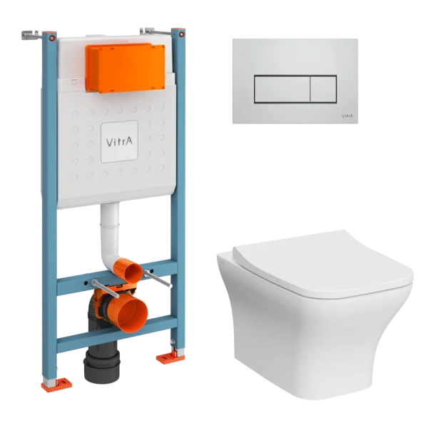 Унитаз с инсталляцией VitrA Zentrum безободковый 9875B003-7201 (детальная фотография)