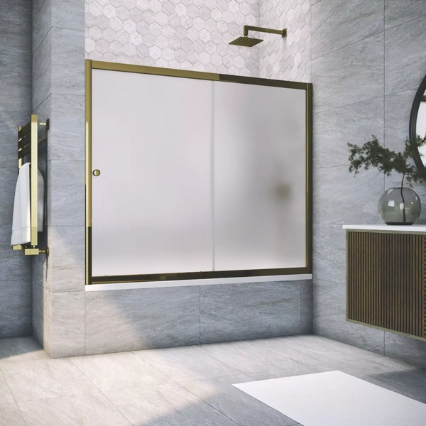 Душевая шторка на ванную профиль бронза стекло сатин Vegas-glass ZV 160 05 10 (детальная фотография)