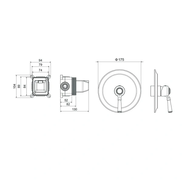 Смеситель для душа Акватек Классик золото AQ1566PG (детальная фотография), для душа
