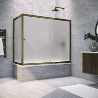 Душевая шторка на ванную профиль бронза стекло сатин Vegas-glass