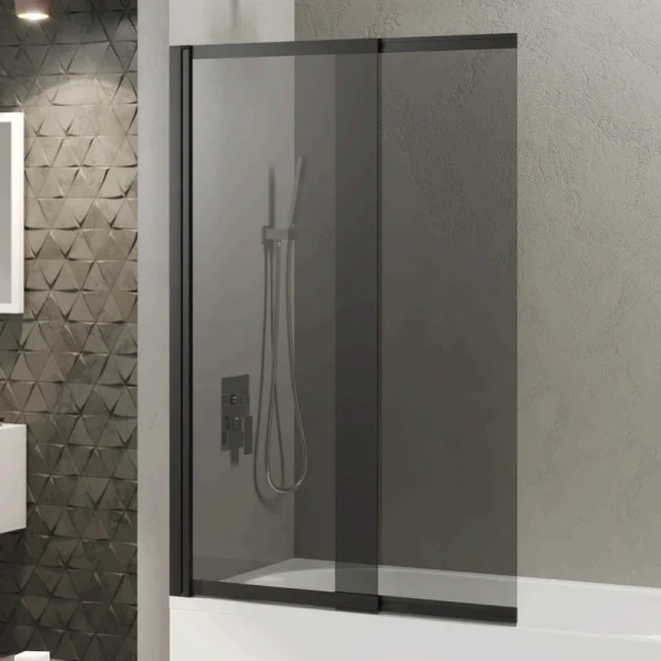 Шторка для ванны Berges River S Slider Black 98х145 см тонированное стекло, профиль черный 065018 (детальная фотография)