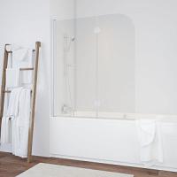 Душевая шторка на ванную профиль белый стекло прозрачное Vegas-glass