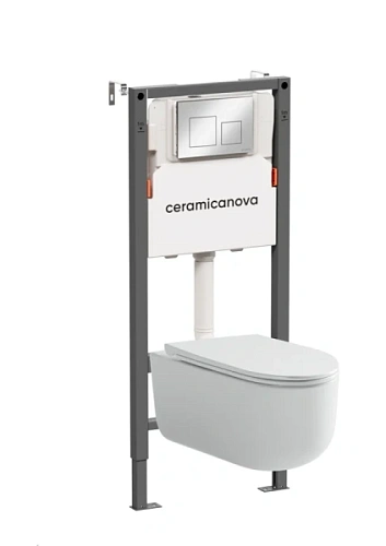 Унитаз с инсталляцией Ceramica Nova Ulma кнопка хром - фото 2