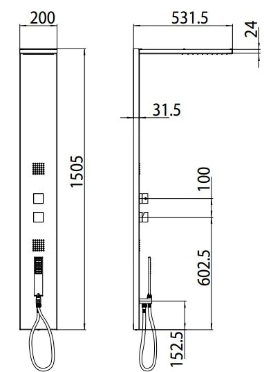 Душевая панель Bossini Manhattan L00891.030 (детальная фотография), настенные index_1