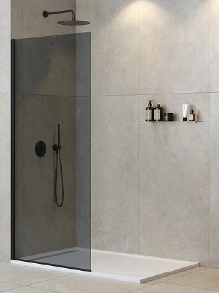 Душевая перегородка Cezares Liberta 100 см стекло графит, профиль черный LIBERTA-L-1-TB-100-GR-NERO (детальная фотография)