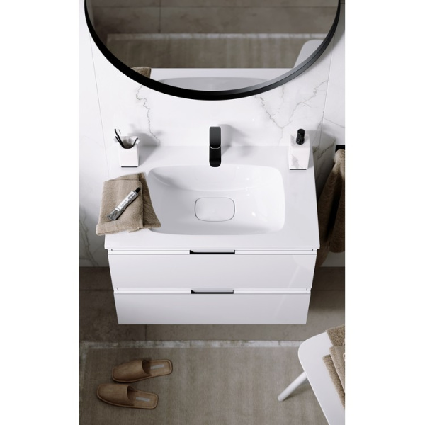 Тумба под раковину подвесная Aqwella Accent 75 см белая ACC0175W (детальная фотография), современная, hi-tech