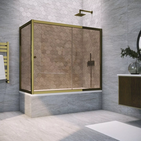 Душевая шторка на ванную стекло бронза Vegas-glass ZV+ZVF 150х70 05 (детальная фотография), раздвижные