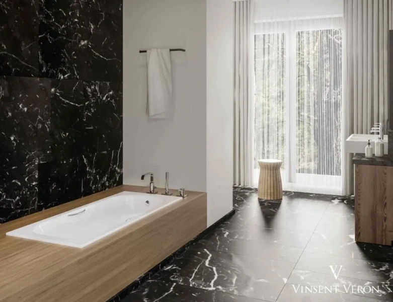 Чугунная ванна Vinsent Veron Aura VAU1507542-AS, 150 x 75 см, с антискользящим покрытием, цвет белый (детальная фотография), современныe, hi-tech