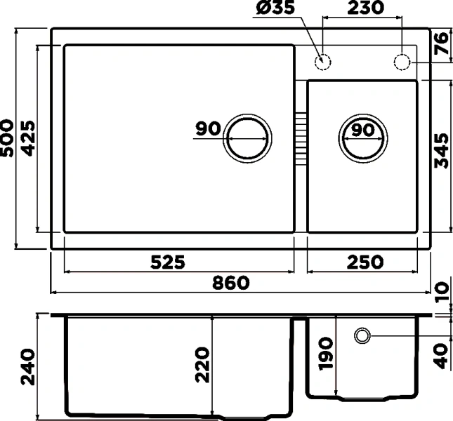 Мойка для кухни Omoikiri Tedori 86-2-LB-ES 86 см espresso 4997242 (детальная фотография), прямоугольной формы