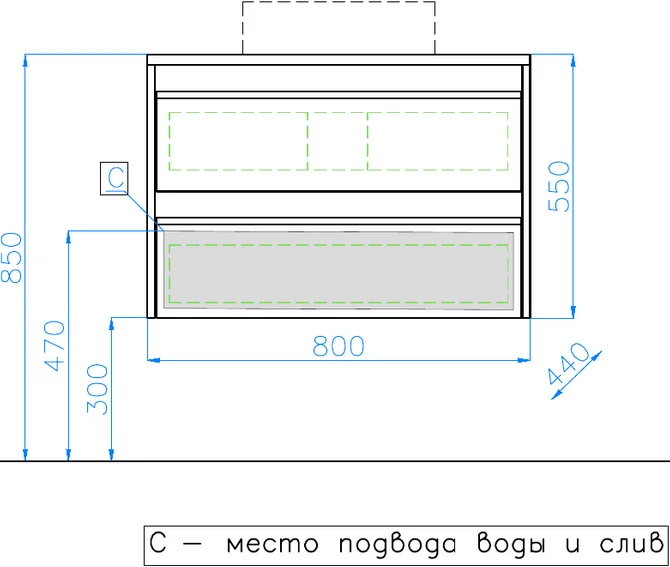 Тумба с раковиной подвесная Style Line Монако ЛС-0000063 80 см с ящиками (детальная фотография), подвесная, пристенная