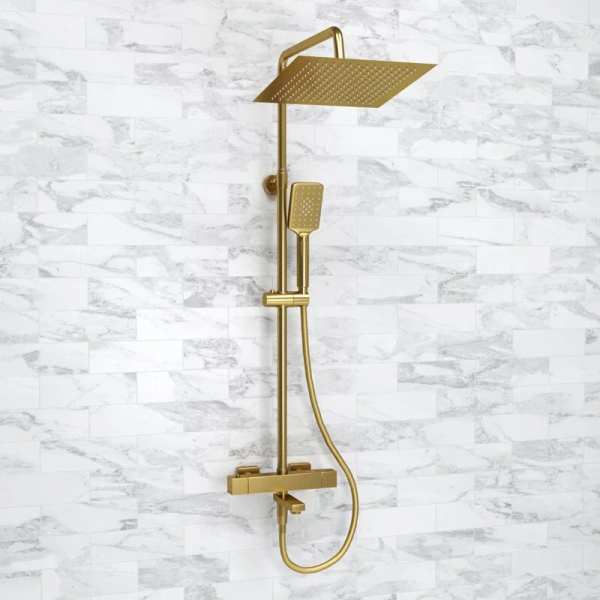 Душевая стойка WasserKRAFT Aisch с термостатическим смесителем A199.260.201.BG Thermo (детальная фотография), золото