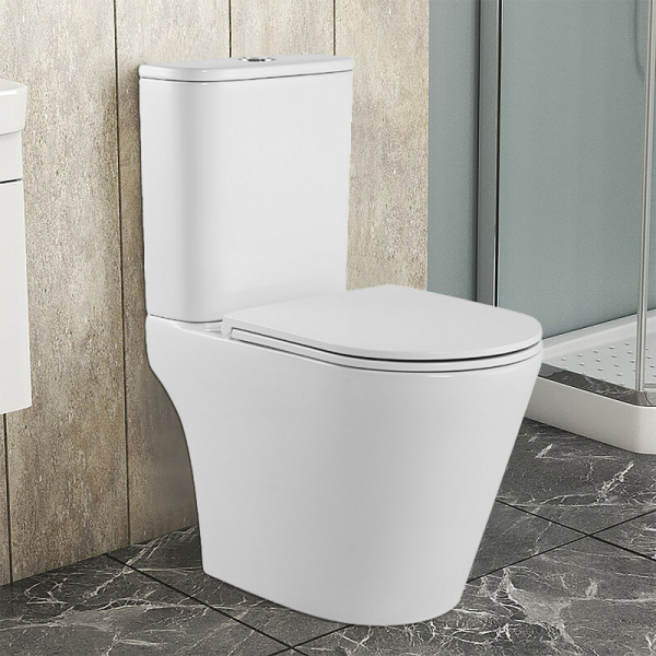 Унитаз компакт Azario Berton с сиденьем микролифт AZ-6093 (детальная фотография), фарфор, керамика