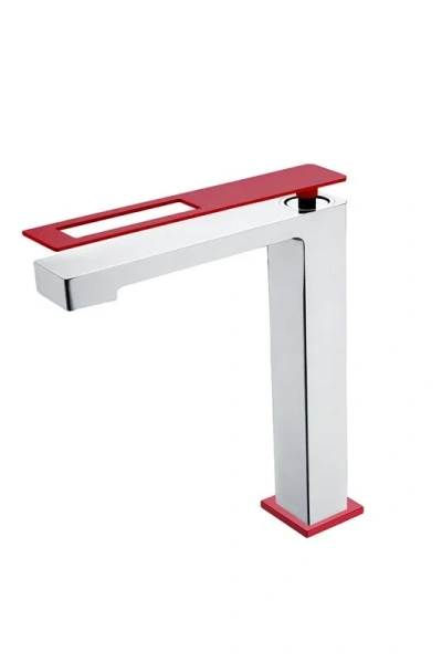 Смеситель для раковины Boheme Q хром/красный 142-CRR (детальная фотография)