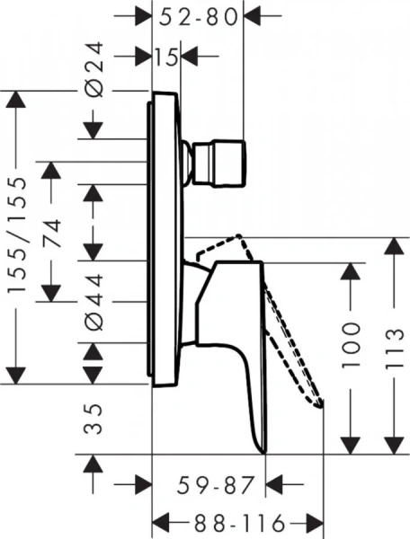 Смеситель для душа Hansgrohe Talis E матовый белый 71474700 (детальная фотография), для душа