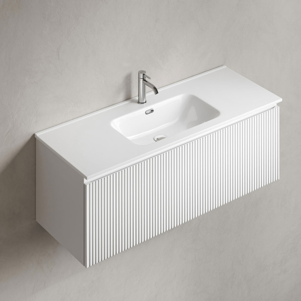 Тумба под раковину подвесная Sancos Snob R 1.0 120 см bianco SNR1.0120W (детальная фотография), моноблок