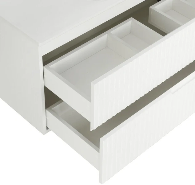 Тумба под раковину подвесная Cezares Duet 117 см Bianco Lucido DUET-1200-2C-SO-BL (детальная фотография), моноблок