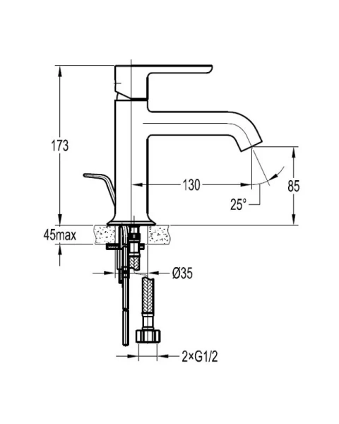 Смеситель для раковины Cezares Eco брашированное золото ECO-LS-BORO-W0 (детальная фотография), для раковины