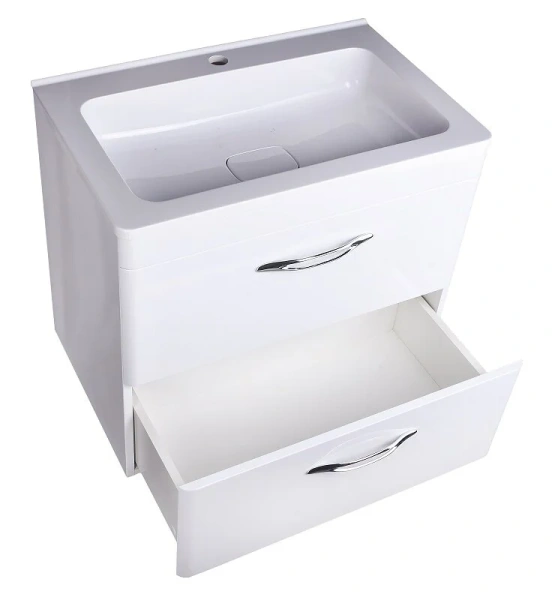Тумба с раковиной подвесная Style Line Каре СС-00002269 70 см с двумя ящиками (детальная фотография), подвесная, пристенная