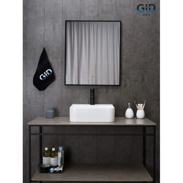 Раковина GID Geometrico N9257 43 см белая 51217 (детальная фотография), накладные (на столешницу)