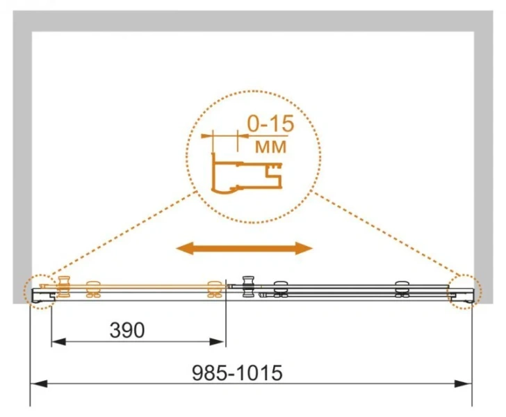 Душевая дверь в нишу Cezares Pratico 100 см стекло рифленое Punto PRATICO-BF-1-100-P-Cr (детальная фотография), современные, hi-tech