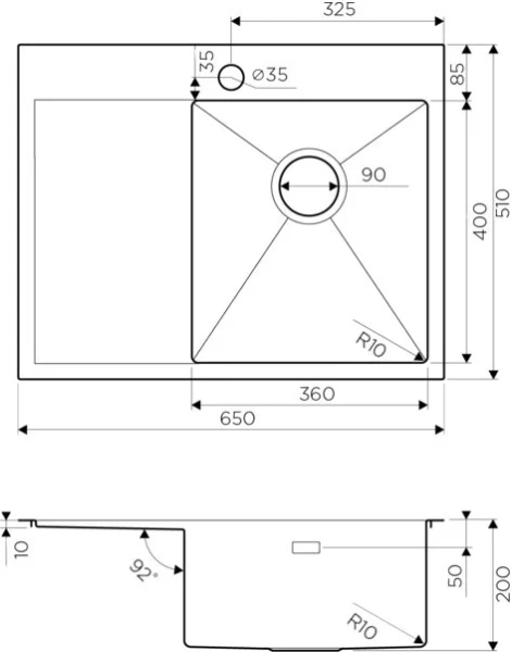 Мойка для кухни Omoikiri Akisame 65-GM-R 65 см вороненая сталь чаша справа 4973098 (детальная фотография), врезные