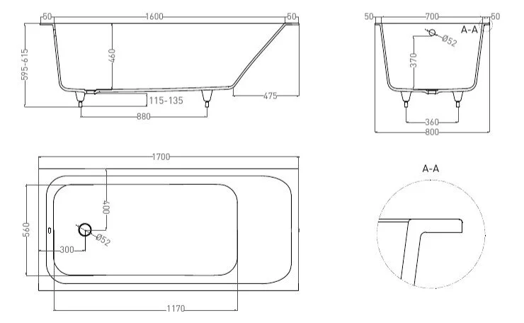 Ванна из искусственного камня Salini Orlanda 170x80 см белый матовый 102016M (детальная фотография), искусственный камень