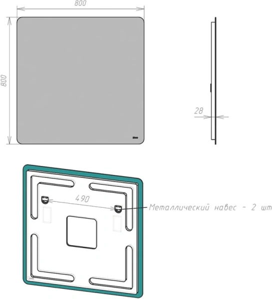 Зеркало Lemark Ecosmo 80 см квадратное LM80Z-Ecos (детальная фотография), современные, hi-tech