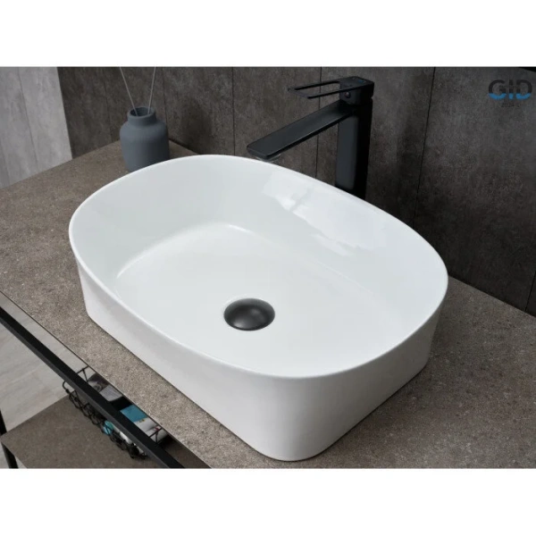 Раковина GID Creativo N9028 53 см белая 51233 (детальная фотография), в форме чаши, круглой формы