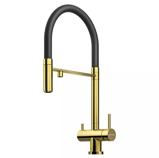 Смеситель для питьевой воды Omoikiri Kanto PVD-LG светлое золото/черный 4994014 (детальная фотография)