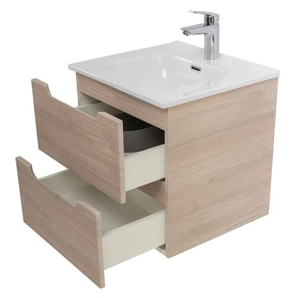 Тумба под раковину подвесная BelBagno Etna 50 см Rovere Grigio ETNA-500-2C-SO-RG (детальная фотография), бежевая