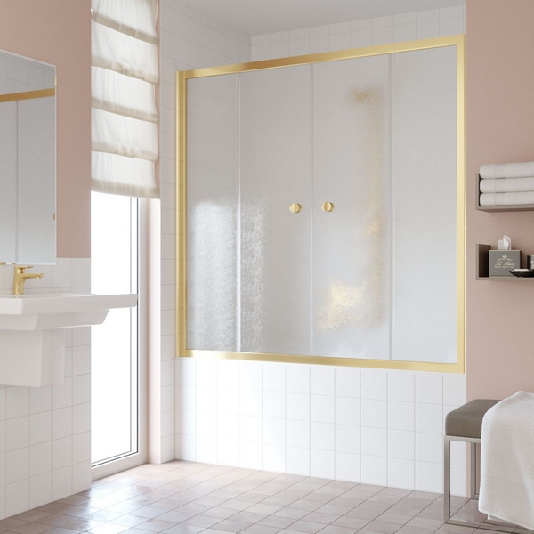 Душевая шторка на ванную профиль золотой стекло шиншилла Vegas-glass Z2V 170 09 02 (детальная фотография)