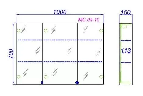 Зеркальный шкаф Aqwella MC 100 см белый MC.04.10 (детальная фотография), нет в наличии