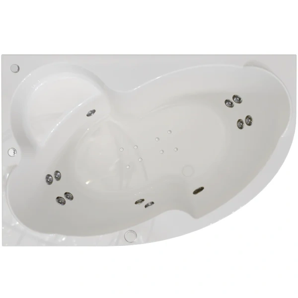 Гидромассажная ванна Радомир Ирма 2-81-2-1-9-216/2-81-2-2-9-216, 149 x 96.5 см, L/R, рама-подставка, фронтальная панель, слив-перелив, гидромассаж Терапия хром КУ 200, белая (детальная фотография)